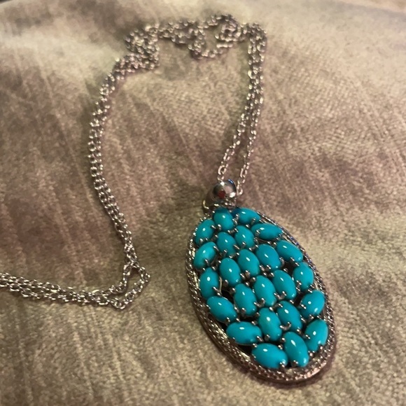 Arizona Sleeping Beauty Turquoise Pendant Necklace Sterling Silver 925 NWOTS - Picture 5 of 11